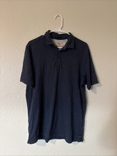 Tommy Bahama Polo Shirt M Navy Blue Supima Fish Logo Beach Casual Mens