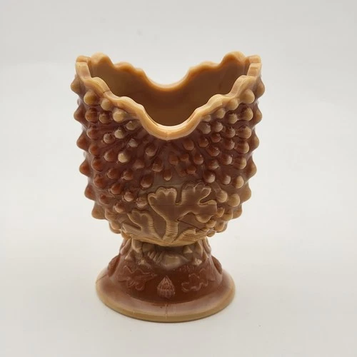 Fenton? Chocolate Slag Glass Hobnail Toothpick Holder