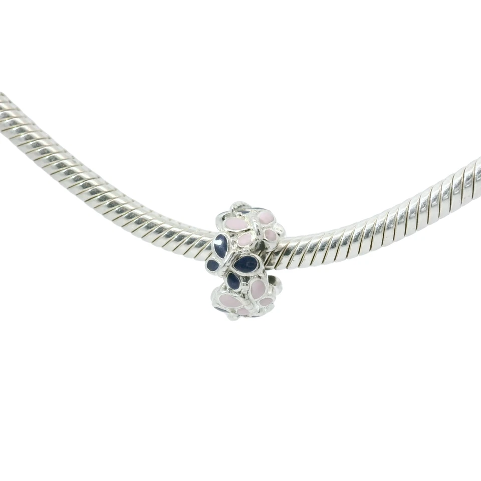 Genuine PANDORA 797870ENMX Silver Pink & Blue Enamel Butterflies Spacer Only - Image 3 of 4