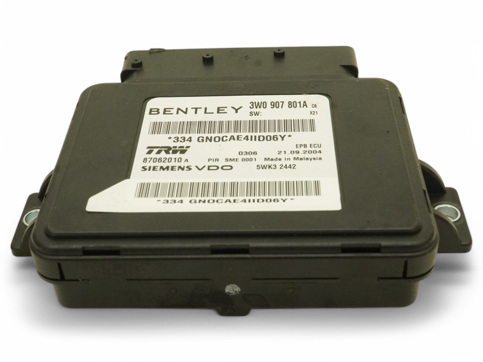 03-14 Bentley Continental Gt Parking Brake Electronic Control Module 3W0907801A