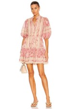 ZIMMERMANN Concert Mini Pintuck Dress Pink Ruffle Size 4 / AU 14 US 10 $950 RRP