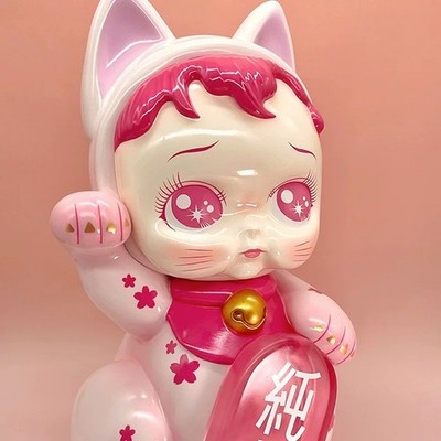 Poor Hostel Sakura Lucky Cat Pure Love Pink Soft Vinyl Sofubi Figure H35CM(14in)