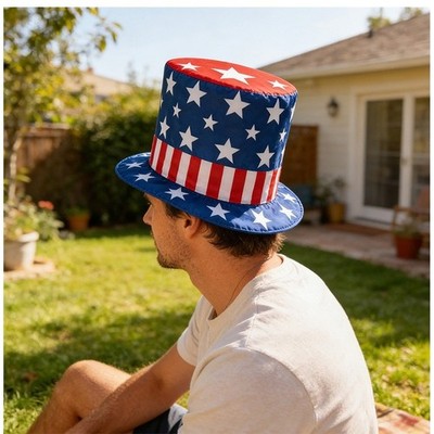 Hut weiß blau Uncle Sam für patriotische Feiern und Partys 20 x 20 x 28 cm