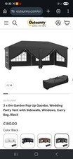 Outsunny 6x3m Pop-Up Gazebo Canopy Brand New In Box Black