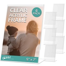 pbf 5x7 Acrylic Sign Holder  Vertical Slanted Sign Stand  Clear Picture Fra...