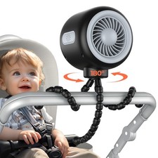 Oscillating Stroller Fan, Flexible Tripod, Clip-on for Car Seats, USB Recharg...