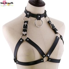 PU Leather Halterneck Hollow Harness Bra Gothic Gothic Punk Chest Straps Belt