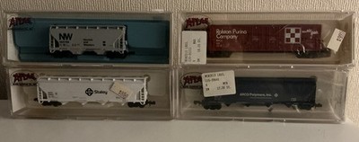 4x Atlas N Waggons Staley, Norfolk & Western, Arco, Ralston Purina,neuwertig,OVP