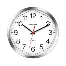 SHARP Wall Clock   Silver/Chrome Silent Non T...