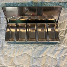 Elegant Stainless Steel 5 Compartment Condiment Caddy for Kitchen Counters