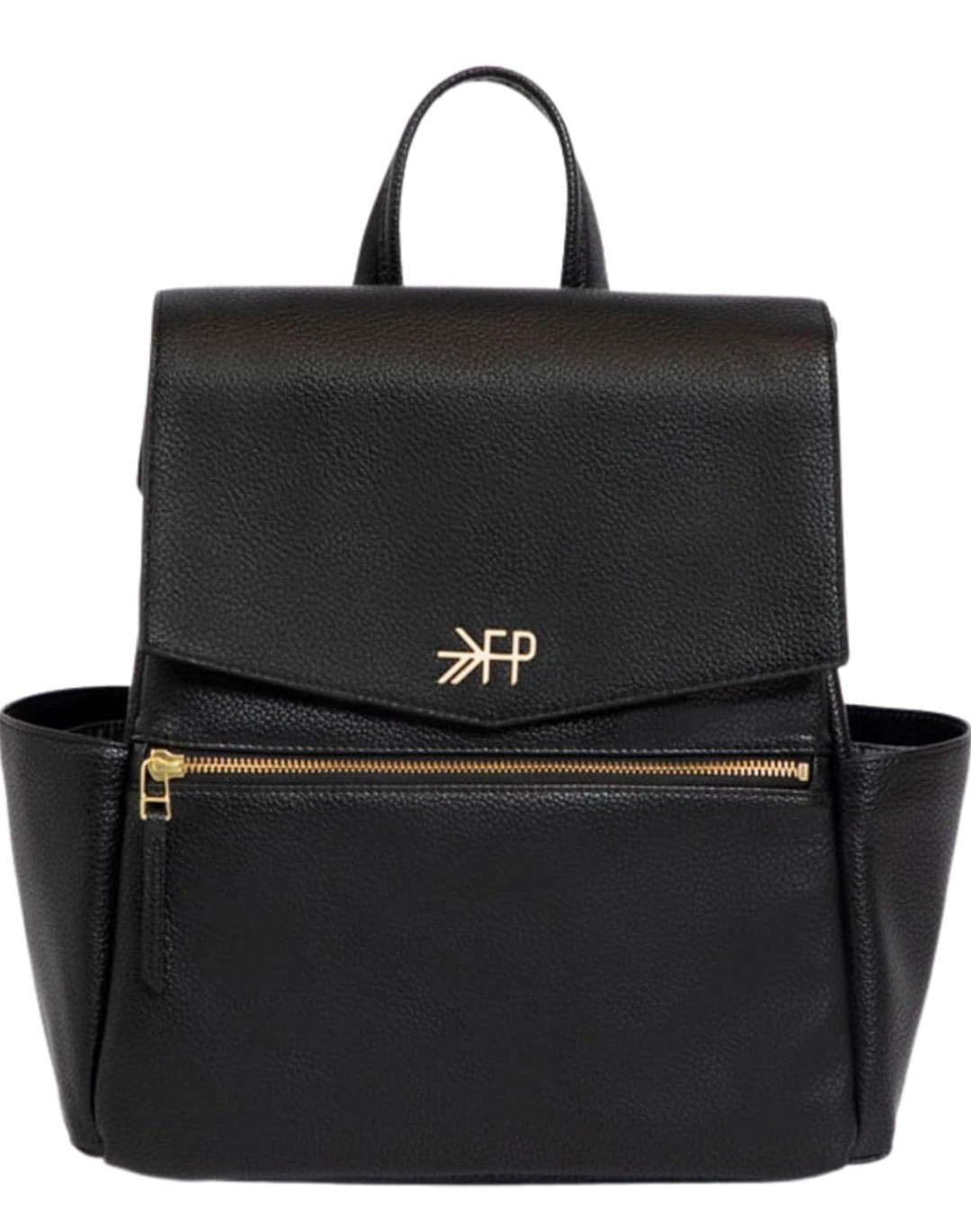 Freshly Picked Mini Classic Diaper Bag Backpack, Wipeable Vegan Leather Black, 8