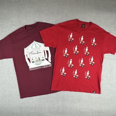 Primitive Apparel Shirt Mens Large Lot Of 2 Red Cabana Club Graphic Print Tee