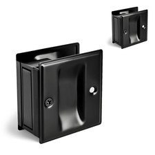 HOMOTEK 2 Pack Privacy Pocket Door Pull - No Switch 2 Pack, Lock-Black