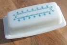 Vintage Pyrex Blue Snowflake Butter Dish with Lid,