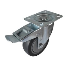 Easyroll Castor - 100mm - Grey Rubber - Heavy Duty Swivel Brake