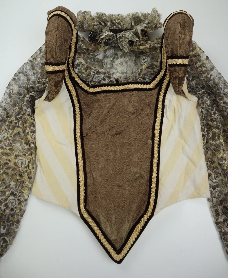 Corsé corpiño vintage medieval renacentista feria hecho a mano mangas de encaje disfraz Foto 3 de 4