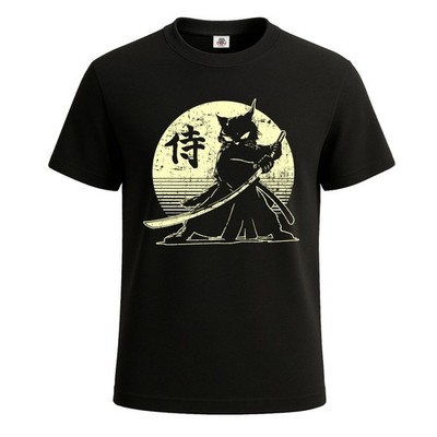 Samurai Ninja Katze japanische Kunst Kawaii Anime Geschenk Herren T-Shirt lustig Shirt Top