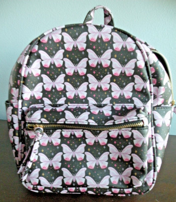 Backpack Underonesky Under One Sky Butterfly Butterflies BLK Pink small 10x8 S8