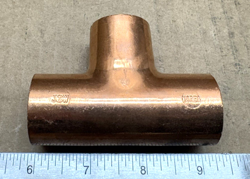 1-1/4" Copper Sweat Tee Fitting – Plumbing Pipe Tee Connector Type L/M