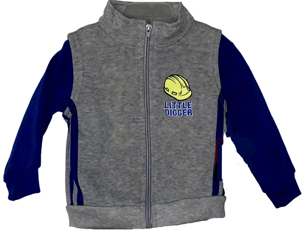 Conjunto de 3 piezas de atuendo para bebé: sudadera LS, chaleco con cremallera y pantalones deportivos largos [12 meses] Foto 3 de 4