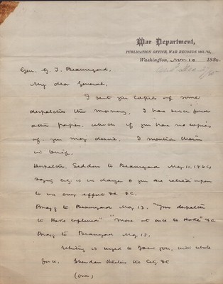 MARCUS J. WRIGHT - AUTOGRAPH LETTER SIGNED 11/10/1880