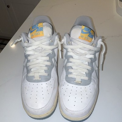 Nike Air Force 1 Low Top Lace-Up Sneakers White/Gray/Yellow/Blue Men's