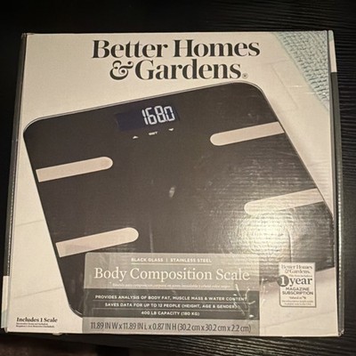 Better Homes & Gardens Body Composition Scale Black Glass Digital Multi User