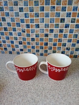 Jane Asher ~ Home ~ rote Blumen Tasse 8 cm hoch 10 cm Durchmesser einige DMG PAAR TASSEN