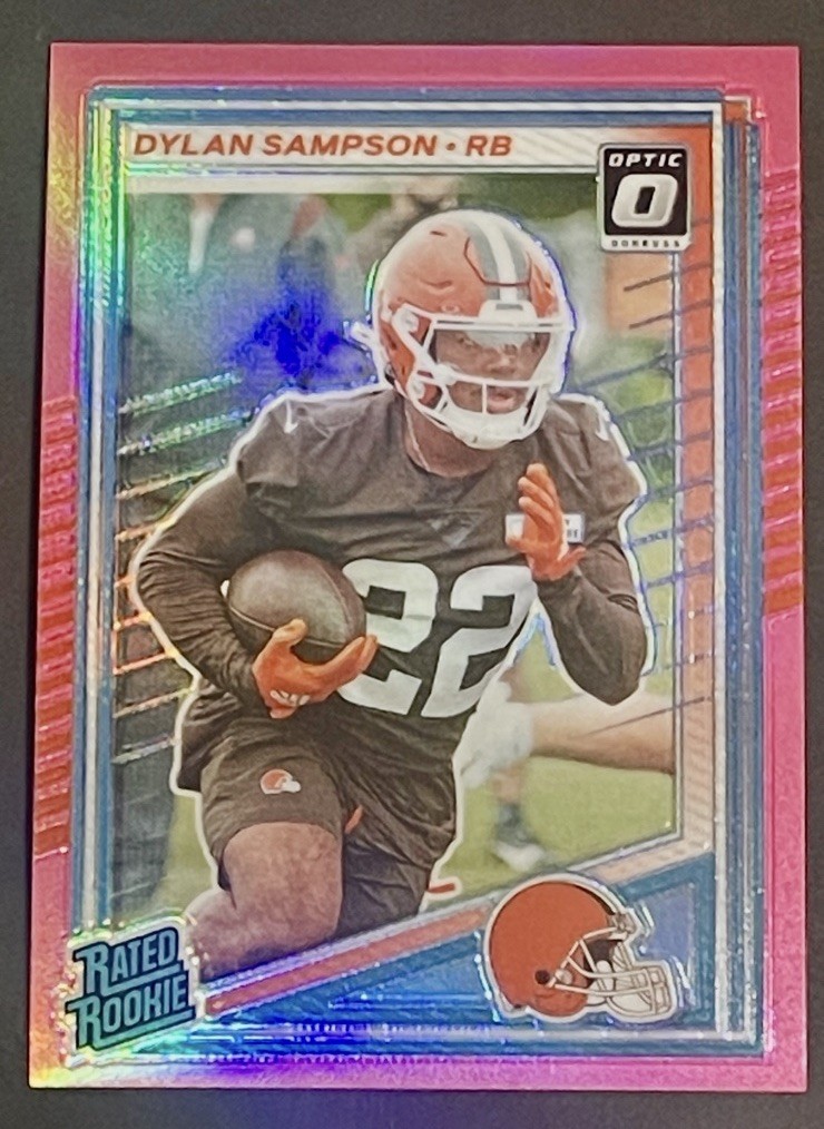 2025 Donruss Dylan Sampson Rated Rookie Pink Prizm Optic Preview RC #389 Browns