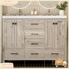 47" Bathroom Vanity with Ceramic Sink Freestanding Storage Cabinet w/ 6 Drawers