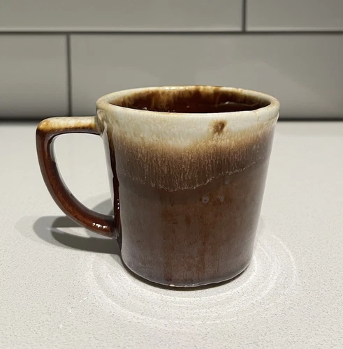 Vintage 1950's McCoy Pottery Brown Drip Glaze Coffee Mug USA D Handle