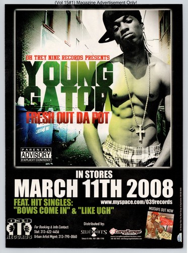 Young Gator Fresh Out Da Pot Album Promo 2008 ganze Seite Druck Werbung - Bild 1 von 4