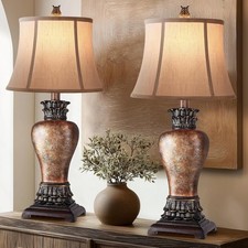 27" Set of 2 Tall Farmhouse Rustic Table Lamps for Living Room,3-Color Temperatu