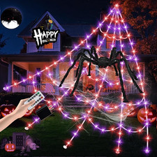 Halloween Spider Web Lights 550 LED Lighted Spider Web 16.4Ft Giant Halloween De