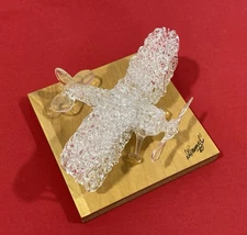 Vintage 1980 D. PRESNELL ARTIST SIGNED Clear Color Art Glass Airplane Sculpture