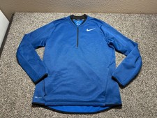 Nike 1/4 Zip Golf Mens Large Blue Therma-Fit Pullover Blade Collar 854349