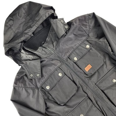 Jack & Jones Utility Jacket Mens Small Black Hooded Field Coat Polyester
