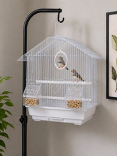 Pitched Roof Bird Cage 15 x 12 x 9 White / Gr...