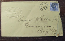 Scotts #114 Locomotive 3c on Advert. Embossed Cover Wagner & Stuart Phila. 1860s