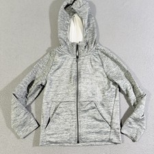 Nike Swoosh Dri fit Hoodie Full Zip Gray Youth Boys Size Small Pocket