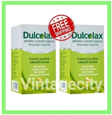 2 X Dulcolax Tablets (Bisacodyl 5mg) 200's For Constipation Relief
