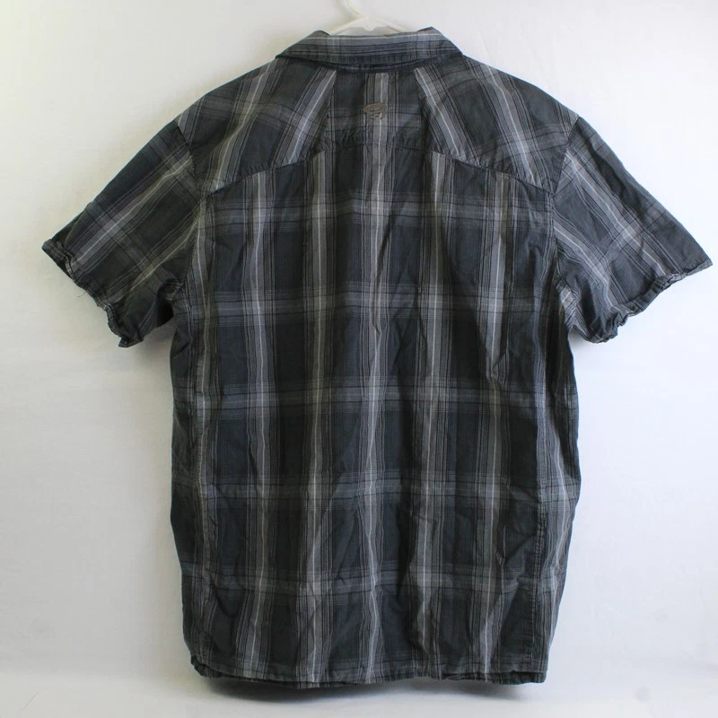 Mountain Hardwear Gray Plaid Short Sleeve Button-Up Men's Size Large - Image 3 of 4