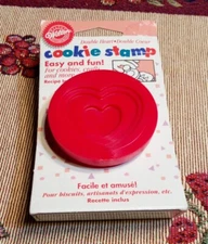 New 1998 Retired Wilton Double Heart Cookie Stamp Love Valentine
