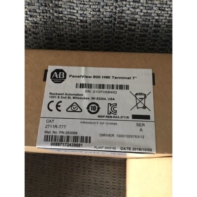 2711R-T7T Allen Bradley Panelview 800 Hmi 7 Inch Color Terminal