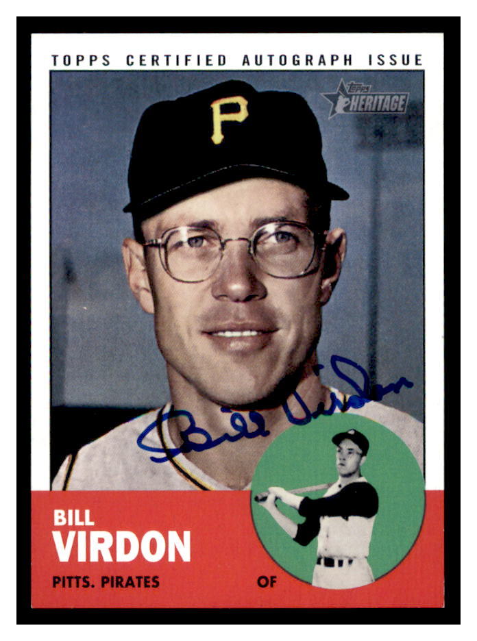 2012 Topps Heritage Real One Autographs Bill Virdon Scan of the card you'll get