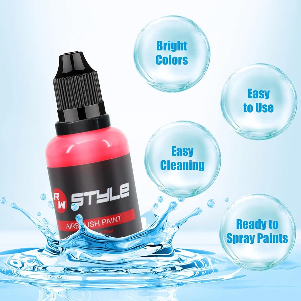 Conjunto de pintura aerógrafo 48 cores conjunto de tinta acrílica pronto para pulverizar à base de água para arte - Imagem 3 de 4