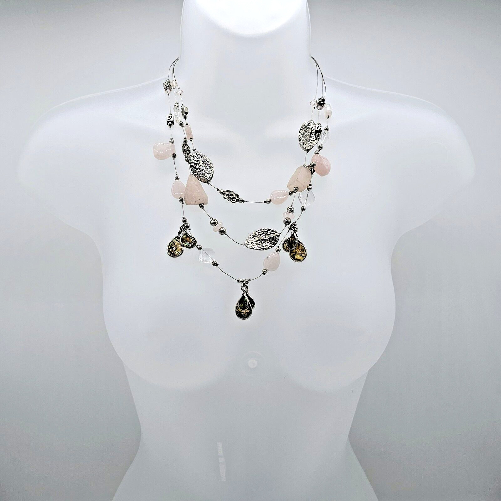 Chico's Statement Necklace Multi Layer Abalone St… - image 9