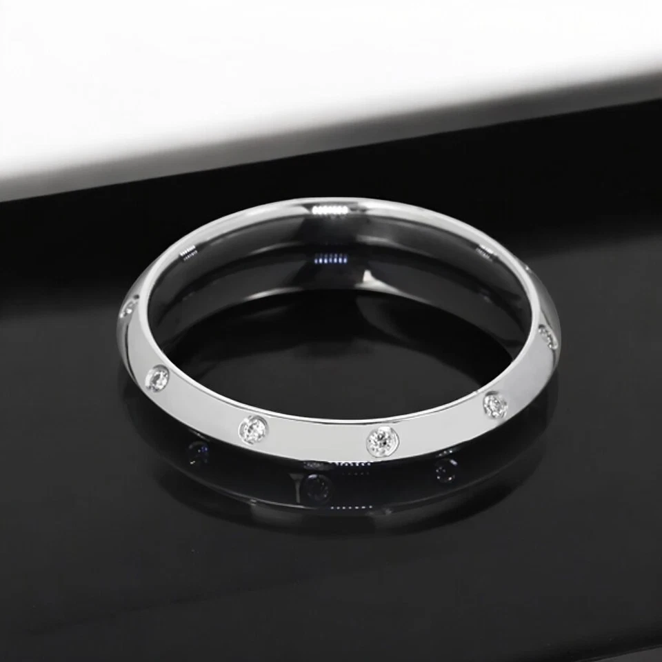 Diamond Women Band Lab Grown 0.30 Carat Round Cut 18k White Gold All Size 6 7 - Image 3 of 4