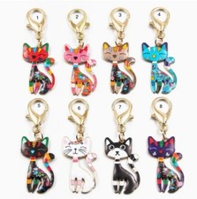 Abstract Colored Keychain Purse Charm Key Chain Choose Color and / or a Cat Clip