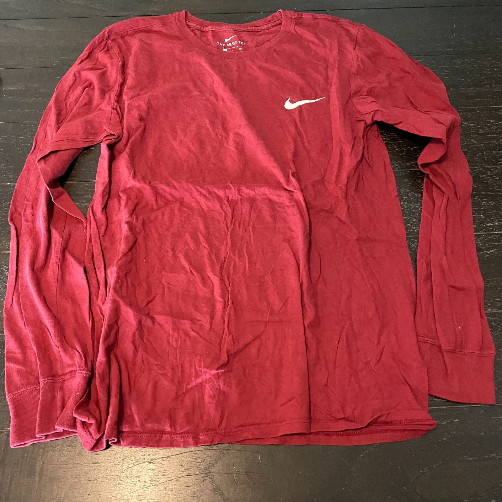 Nike Maroon Basic Solid Long Sleeve Crew Neck Tee… - image 1